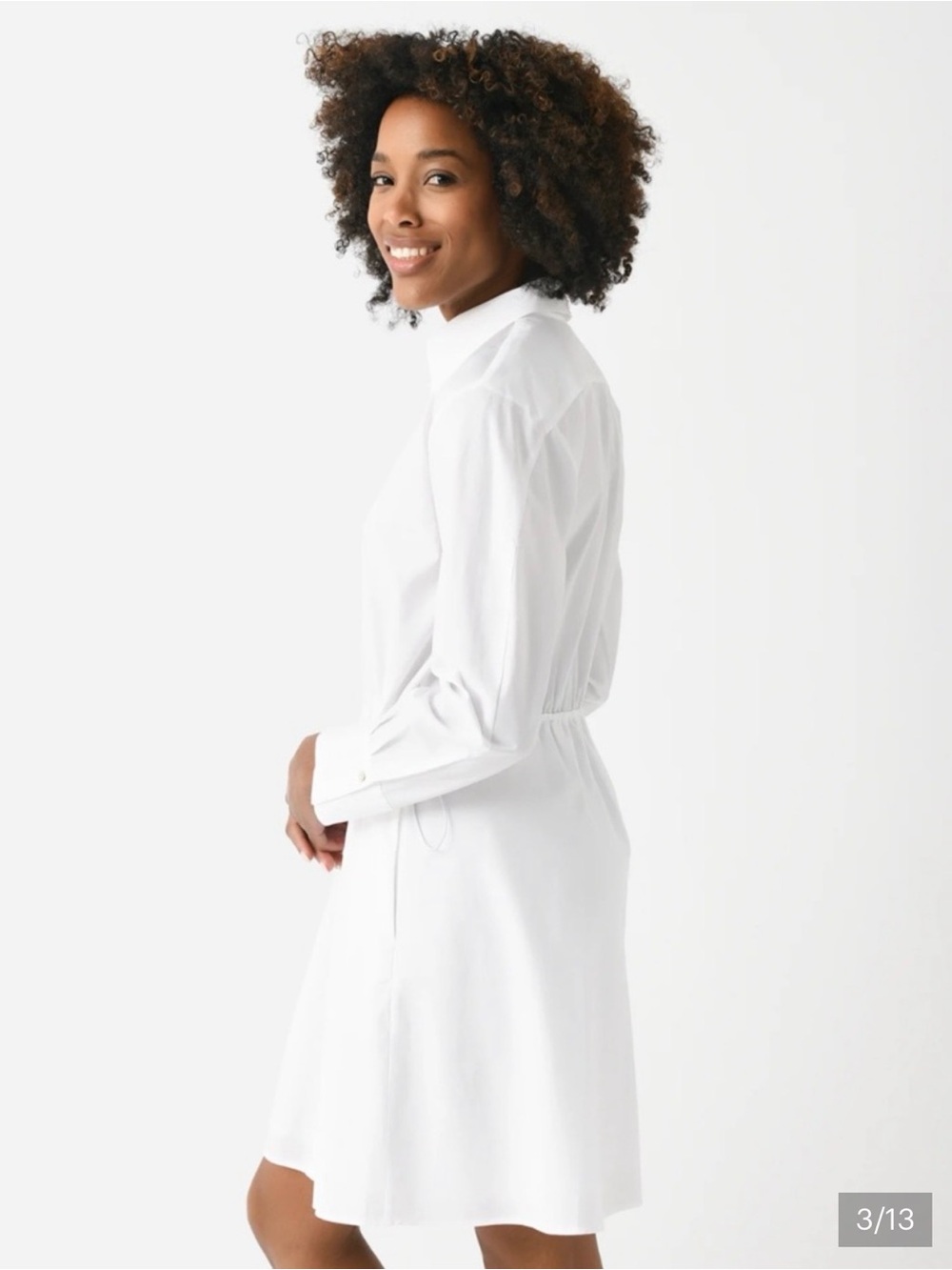 NWOT- Vince Optic White Cotton Poplin Drawcord Shirt Dress